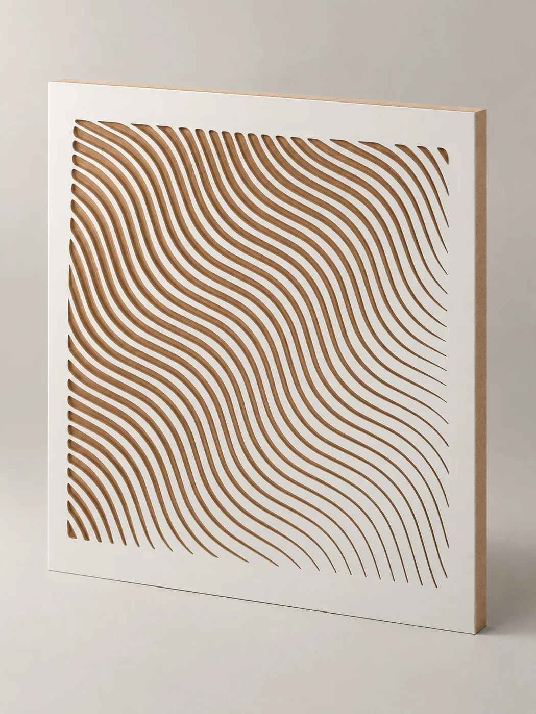 White decorative panel with a flowing carved pattern